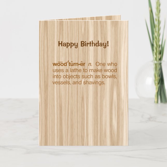 Tarjeta Divertido Woodturner Definition Woodtorner Cumplea (Anverso)