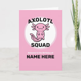 Tarjeta Divertido y lindo escuadrón de Ajolotes rosa perso