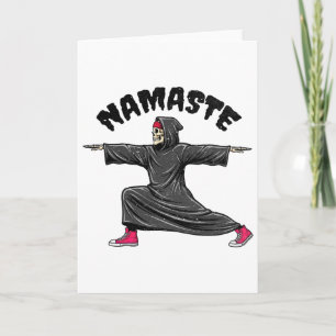 Tarjeta Divertido Yoga Namaste Halloween Esqueleto Segador