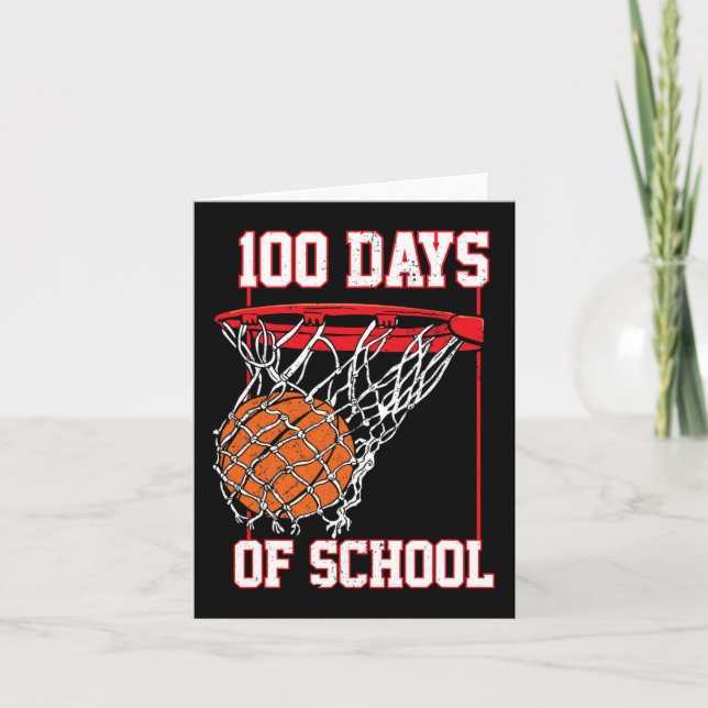 Tarjeta Divertidos 100 Días De Estudiante De Básquetbol Es (Anverso)