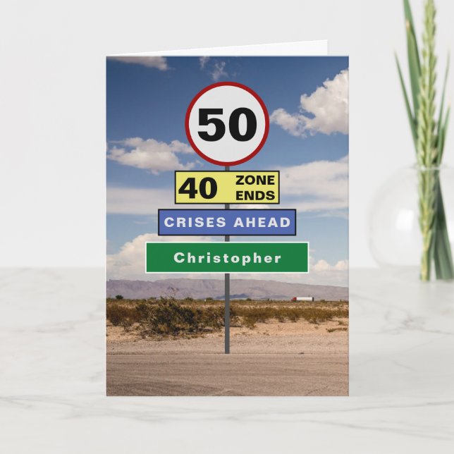 Tarjeta Divertidos 50 años Rótulos humorísticos en carrete (Anverso)