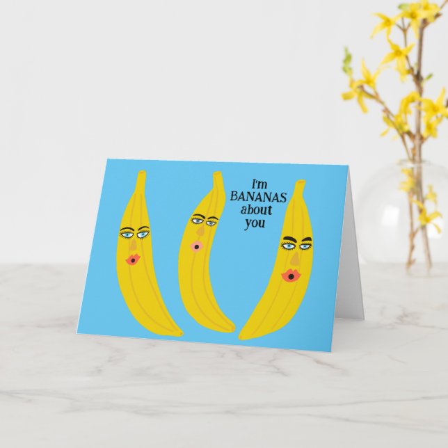 Tarjeta Divertidos bananos Romance San Valentín Aniversari (flor amarilla)
