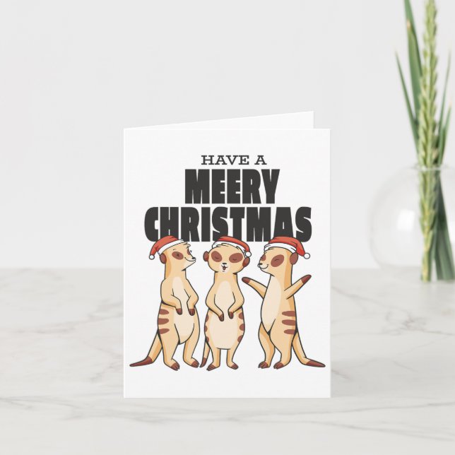 Tarjeta Divertidos compañeros de familia Xmas Meerkat tien (Anverso)