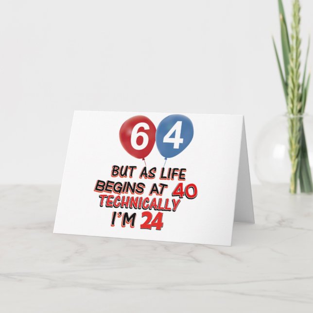 Tarjeta divertidos diseños de cumpleaños 64 (Anverso)