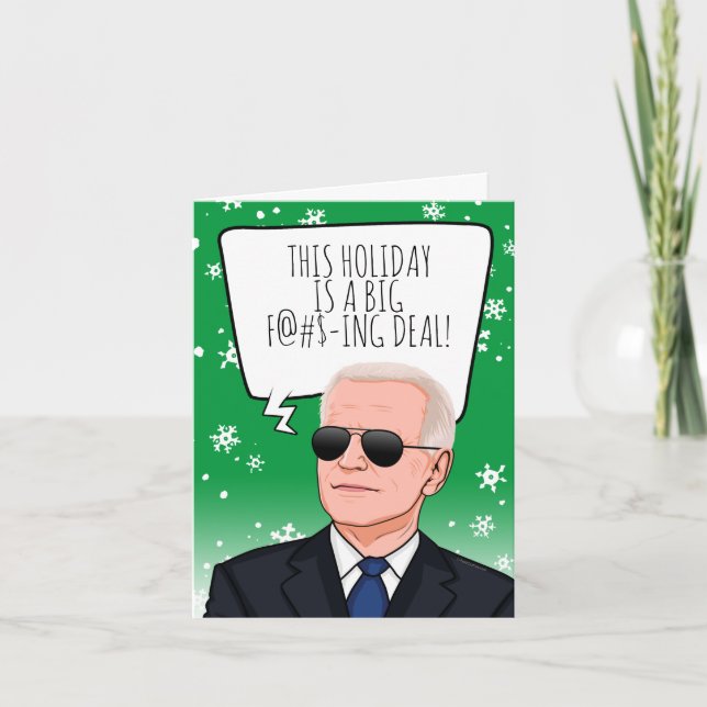 Tarjeta Divertidos Navidades de Biden: Esta festividad es  (Anverso)