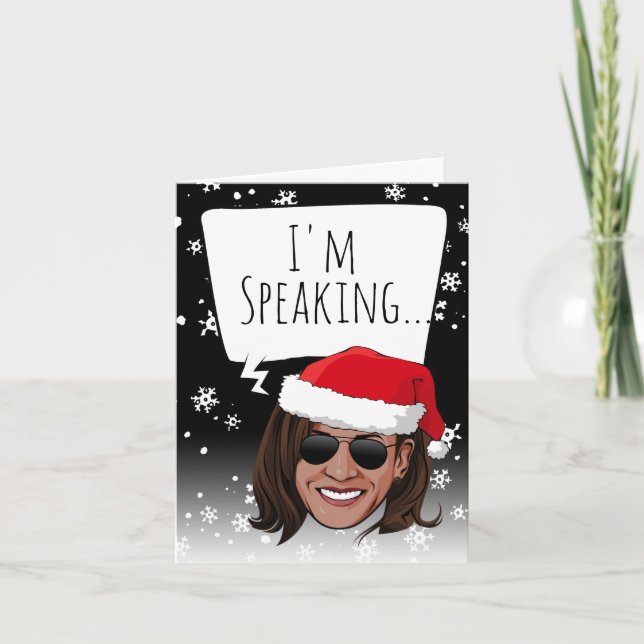 Tarjeta Divertidos Navidades de Kamala: Estoy hablando (Anverso)