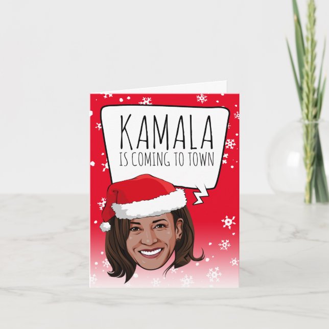 Tarjeta Divertidos Navidades de Kamala: Kamala viene a la  (Anverso)