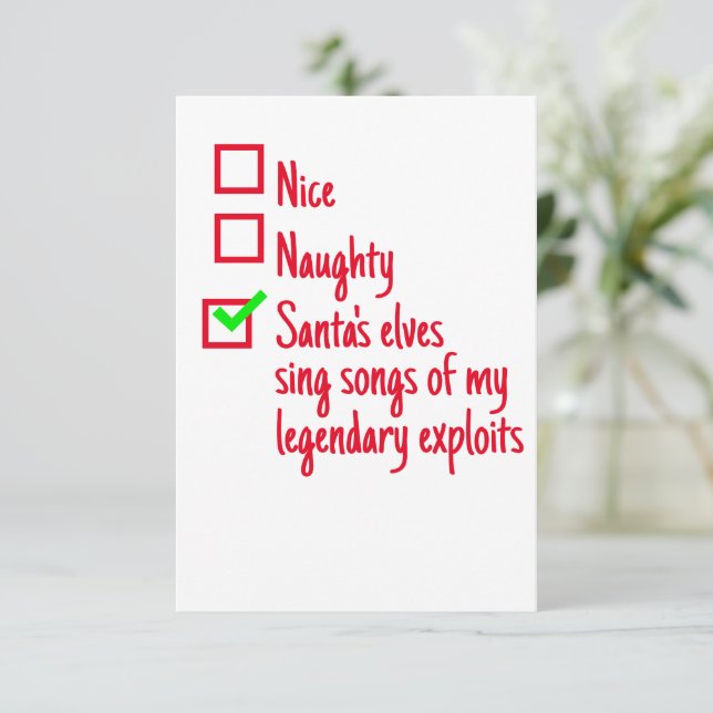 Tarjeta Divertidos Navidades de Santa Claus (Anverso de pie)