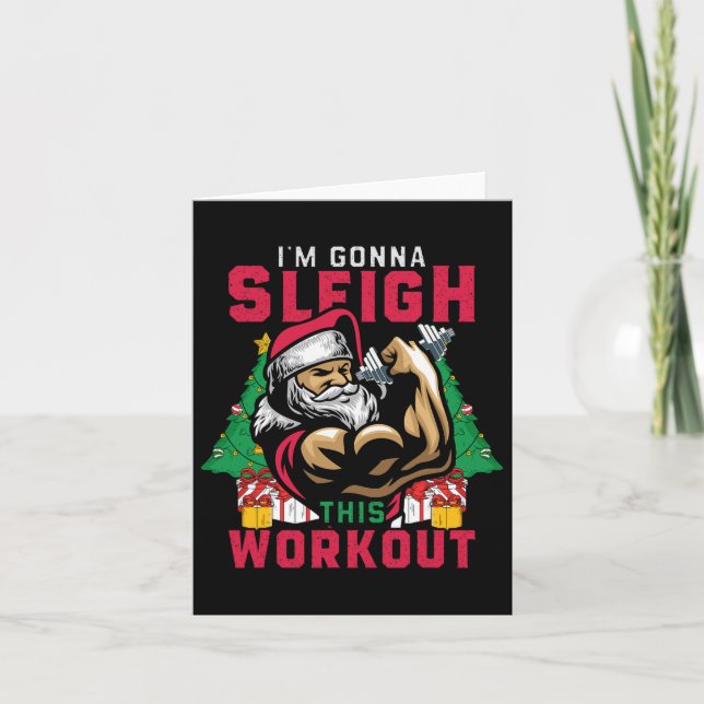 Tarjeta Divertidos Navidades Santa Gym Voy a esquivar este (Anverso)