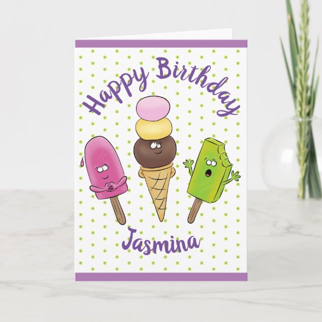 Tarjeta Divertidos popsiques y ilustracion de personalizad (Anverso)