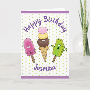 Tarjeta Divertidos popsiques y ilustracion de personalizad