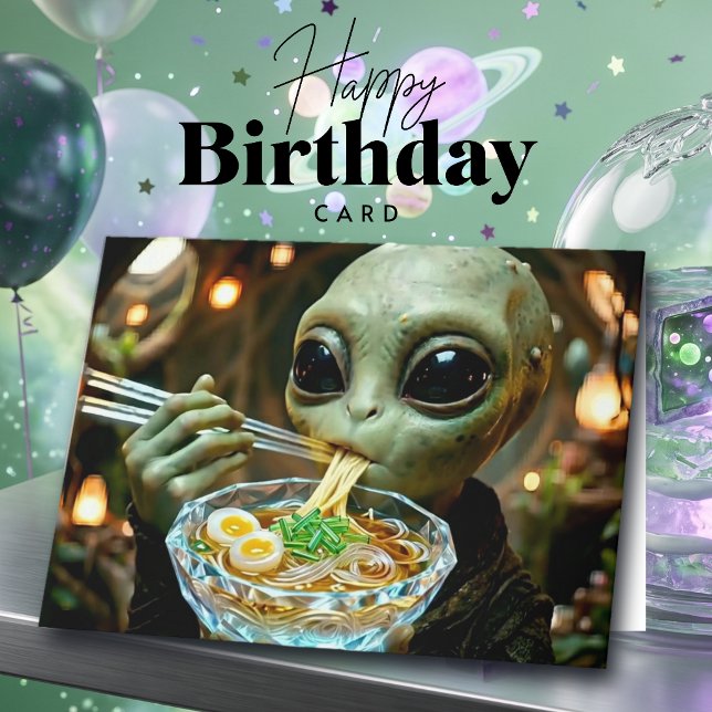Tarjeta Diviértete Alien y Cumpleaños de Ramen (Subido por el creador)