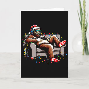 Tarjeta Diviértete Bigfoot Gamer Navidad Sasquatch Navidad