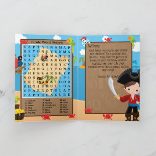 Tarjeta Diviértete Capitán Pirata de Niños Búsqueda de Pal
