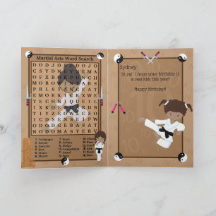 Tarjeta Diviértete Chicas Marrones Karate Búsqueda de Pala