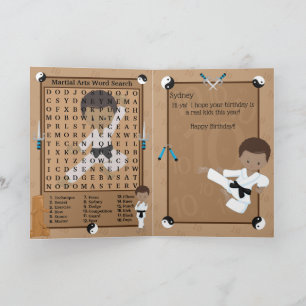 Tarjeta Diviértete Chicos Marrones Karate Búsqueda de Pala