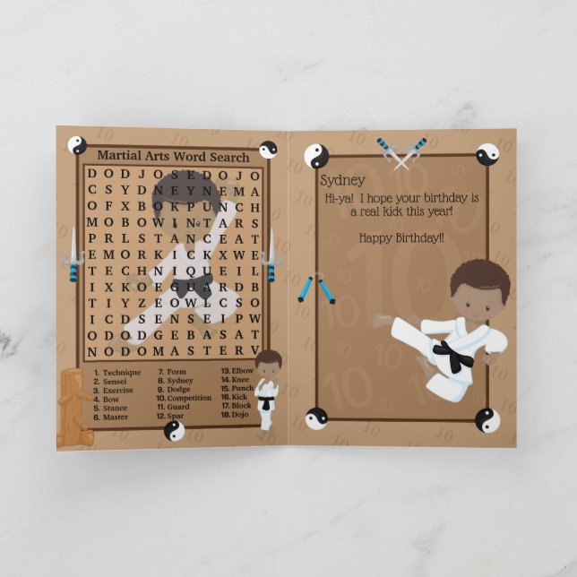 Tarjeta Diviértete Chicos Marrones Karate Búsqueda de Pala (Interior)