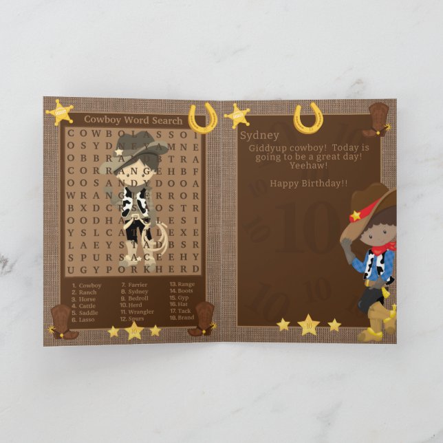 Tarjeta Diviértete Chicos Morenos Vaquero Búsqueda de Pala (Interior)