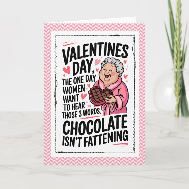 Tarjeta Diviértete Chocolate Humor de San Valentín (Anverso)