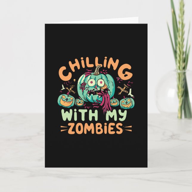 Tarjeta Diviértete con mis Zombies Disfraz Divertido de Ha (Anverso)