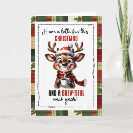 Tarjeta Diviértete con un Latte esta Navidad Reno