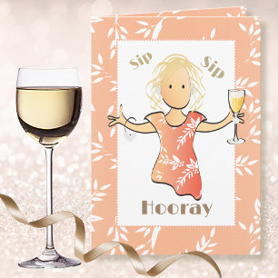 Tarjeta Diviértete Cumpleaños 50 Mujer Caricatura Brindis 