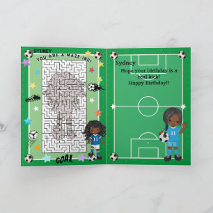 Tarjeta Diviértete Cumpleaños de Chicas Negras Fútbol Eres
