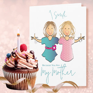 Tarjeta Diviértete Cumpleaños de Madre Hija de Dibujos Ani