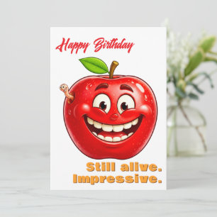 Tarjeta Diviértete Cumpleaños Feliz Manzana Graciosa