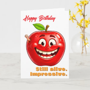Tarjeta Diviértete Cumpleaños Feliz Manzana Graciosa