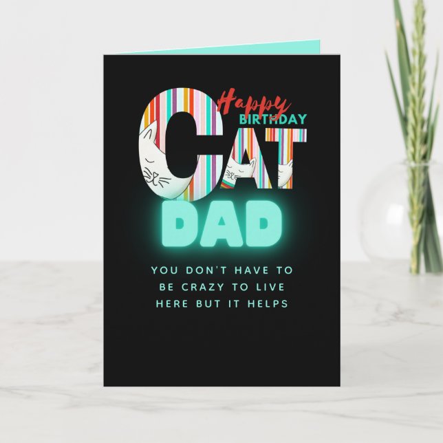 Tarjeta Diviértete Cumpleaños Personalizado de Papá Gato L (Anverso)