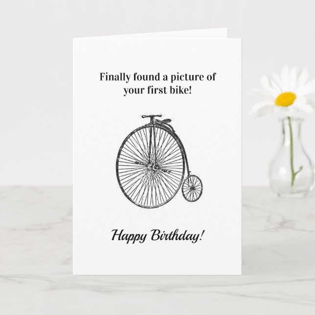 Tarjeta Diviértete Cumpleaños Primera Bicicleta Edad Vinta (Planta pequeña)