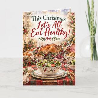 Tarjeta Diviértete en Navidad Come Sano Mañana Humor Festi
