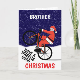 Tarjeta Diviértete Feliz Navidad Santa en Bicicleta
