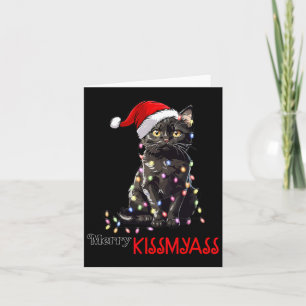 Tarjeta Diviértete Gato Negro Feliz Bésame Pijama de Navid