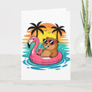 Tarjeta Diviértete Groundhog Hawaiano Flamingo Flota Playa