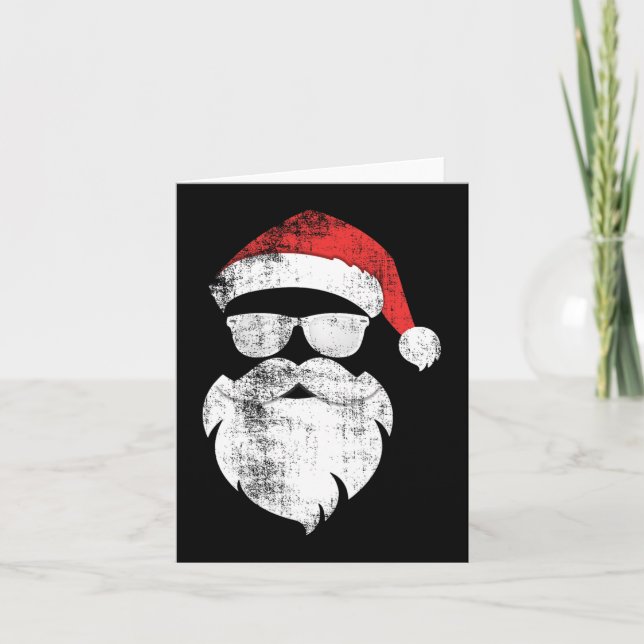 Tarjeta Diviértete Hipster Cara de Santa con Sombrero Barb (Anverso)
