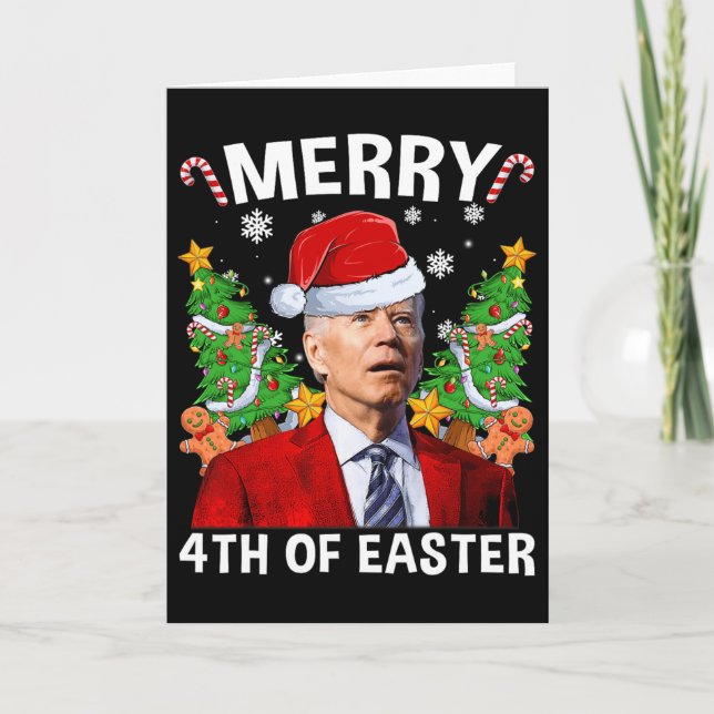 Tarjeta Diviértete Joe Biden Gorro de Santa Navidad Alegre (Anverso)