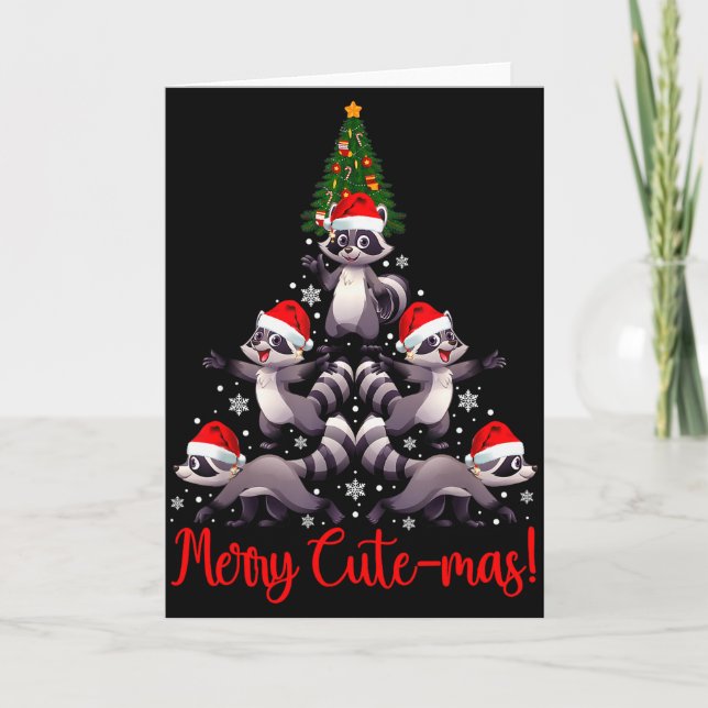 Tarjeta Diviértete Mapache Feliz Cute-mas Mapache Familia  (Anverso)