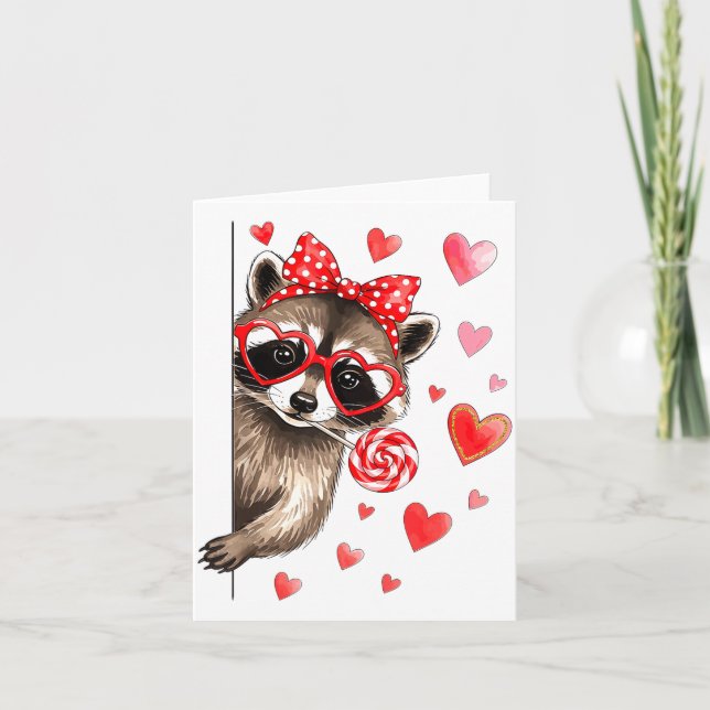 Tarjeta Diviértete Mapache Feral Día de San Valentín Sarcá (Anverso)