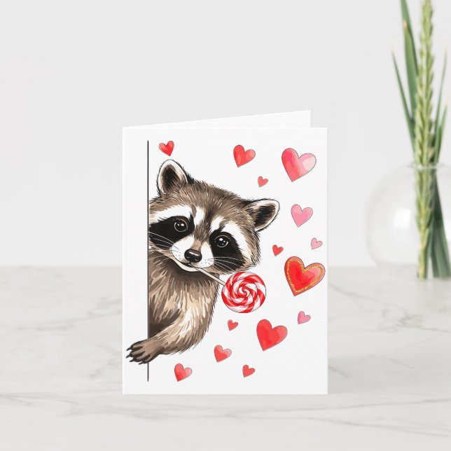 Tarjeta Diviértete Mapache Feral Día de San Valentín Sarcá (Anverso)