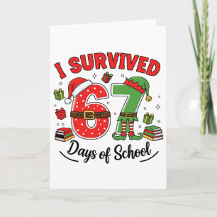 Tarjeta Diviértete Navidad Profesor Santa Sobreviví 67 Día