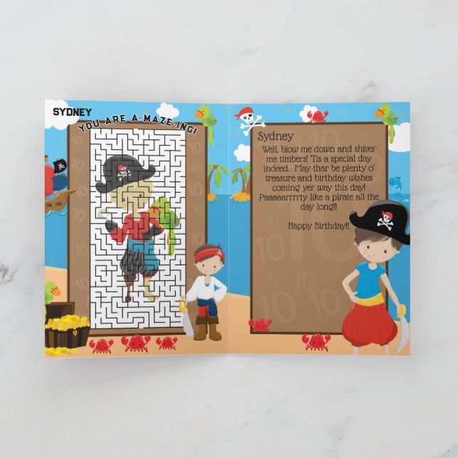 Tarjeta Diviértete Pirata Chico Eres Increíble Feliz Cumpl (Interior)