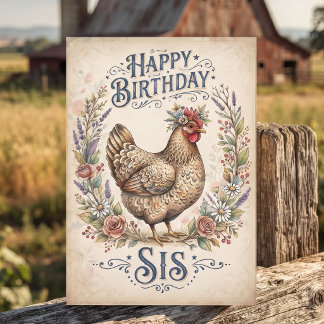 Tarjeta Diviértete Poema de Pollo para Cumpleaños de Herma