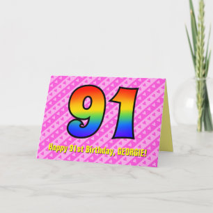 Tarjeta Diviértete Rayas Rosas, Corazones, Arcoíris # 91 C