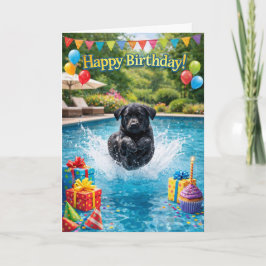 Tarjeta Diviértete salpicando en la piscina con cachorro l