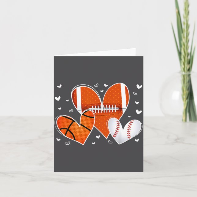 Tarjeta Diviértete San Valentín Béisbol Baloncesto Fútbol  (Anverso)