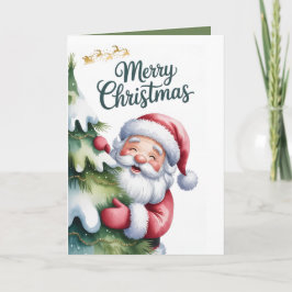 Tarjeta Diviértete Santa Lindo con Árbol y Tipografía