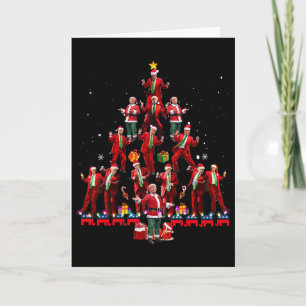Tarjeta Diviértete Santa Trump Baile Árbol Navidad Pijama