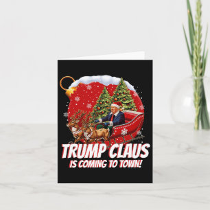 Tarjeta Diviértete Santa Trump Claus Está Llegando A La Ci